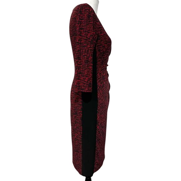 Lauren Ralph Lauren Dress Black White Floral Stretch Knit V-Neck Ruched  Size 4 - Picture 8 of 10